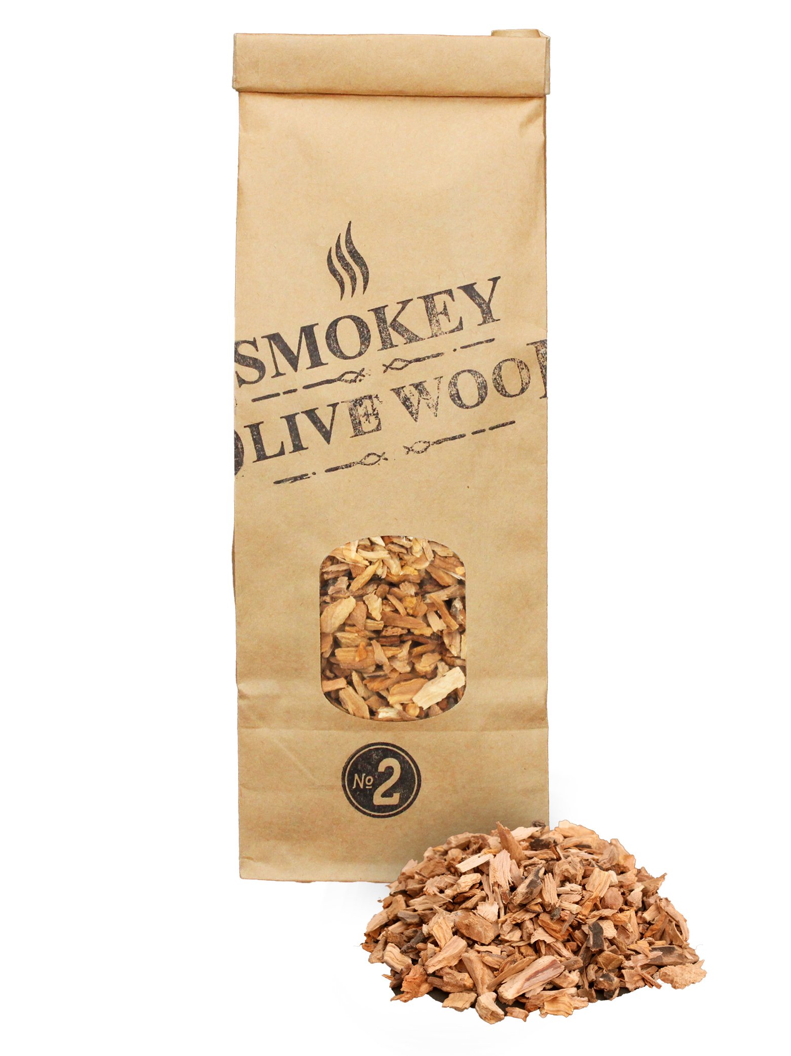 Smokey Olive Wood 500mL Olive Wood Smoking Chips, medium grain size 5mm - 1cm