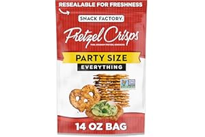Snack Factory Everything Pretzel Crisps, Non-GMO, 14 OZ Party Size Bag