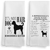 NOQL Bernedoodle Dog Towel, Dog Kitchen Towels, Bernedoodle Dog Kitchen Towels and Dishcloths Set of 2, Bernedoodle Dog Decor, Bernedoodle Gifts for Women, Bernedoodle Stuff, 16×24 Inches