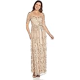 Adrianna Papell Womens Embroidered Long Ballgown