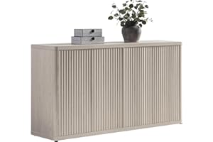 SICOTAS Buffet Cabinet with Storage Accent Sideboard with 4 Doors 66.3" Wide Fluted Credenza Modern Buffet Table Media Console Cabinet Entryway Cabinets for Living Room Kitchen Dining Room Hallway