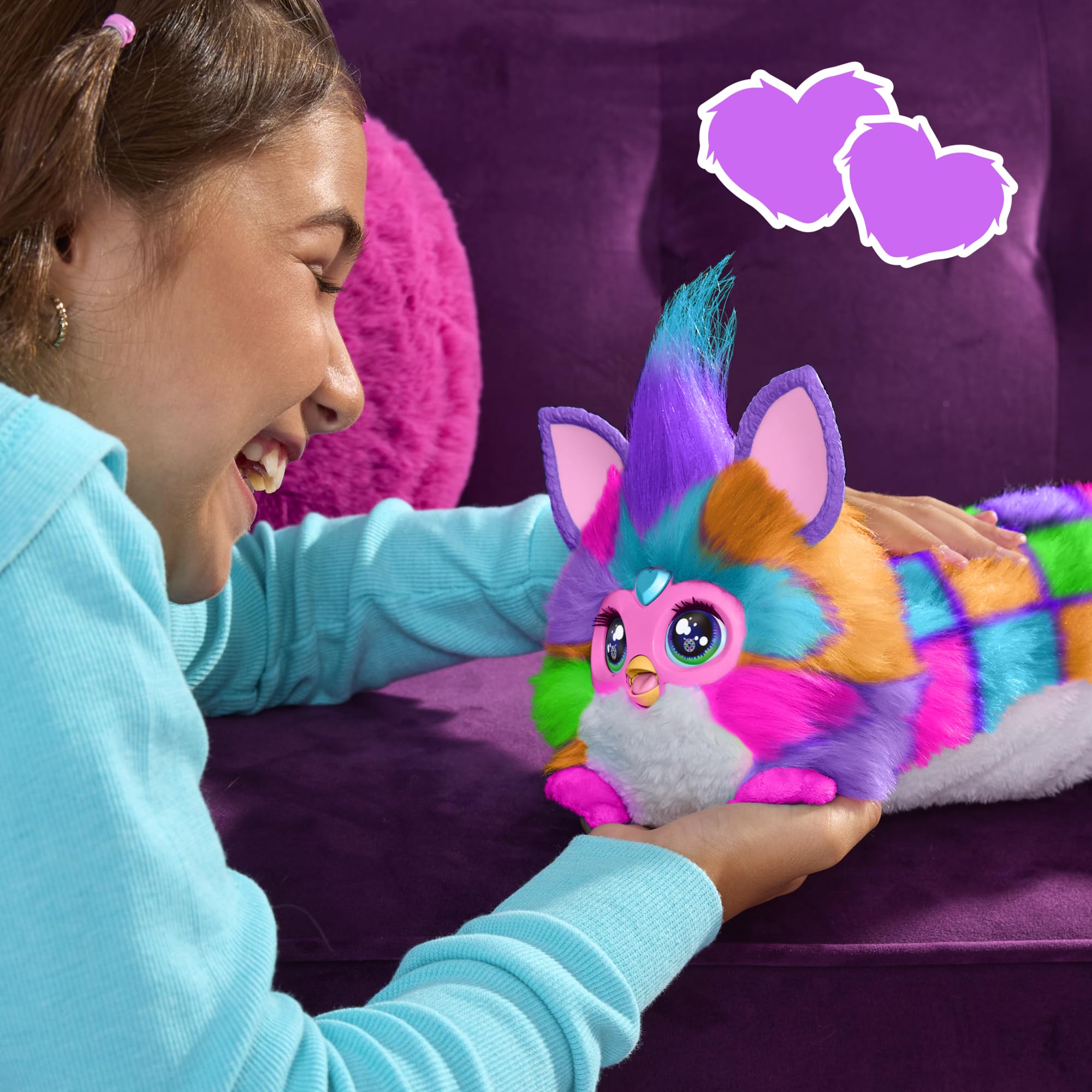 FURBY DJ Interactive Toy, Neon Star, Snuggly Electronic Plush, Music, Lights, Motion, & Games, Speaks English & Furbish, 32 in Long, 6+ Years (Amazon Exclusive)