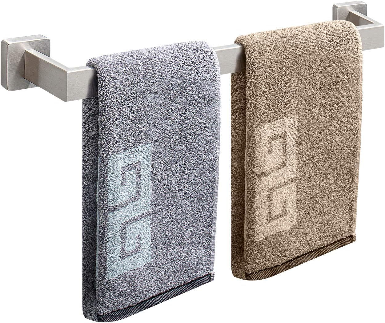 NearMoon Bathroom Towel Bar, Bath Accessories Premium Thicken Stainless Steel Square Shower Towel Rack for Bathroom, Towel Holder Wall Mounted (Brushed Nickel, 24 Inch): Kitchen & Dining