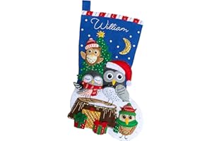MerryStockings Festive Owls 18" Felt Christmas Stocking Kit from Create a DIY Christmas stocking with embellishments.