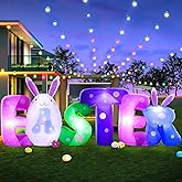 New 8FT Long Easter Inflatable Banner Outdoor Decorations with, Build-in LED Lights Holiday Blow Up Yard Decoration, for Easter Holiday Party, Outdoor,Garden, Yard Lawn Décor
