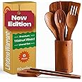 Riveira Walnut Wooden Spoons for Cooking Set of 9 – Natural Walnut Wooden Cooking Utensils, Spatula, Spoon - Premium Quality Utensil Set for Non-Toxic Cooking