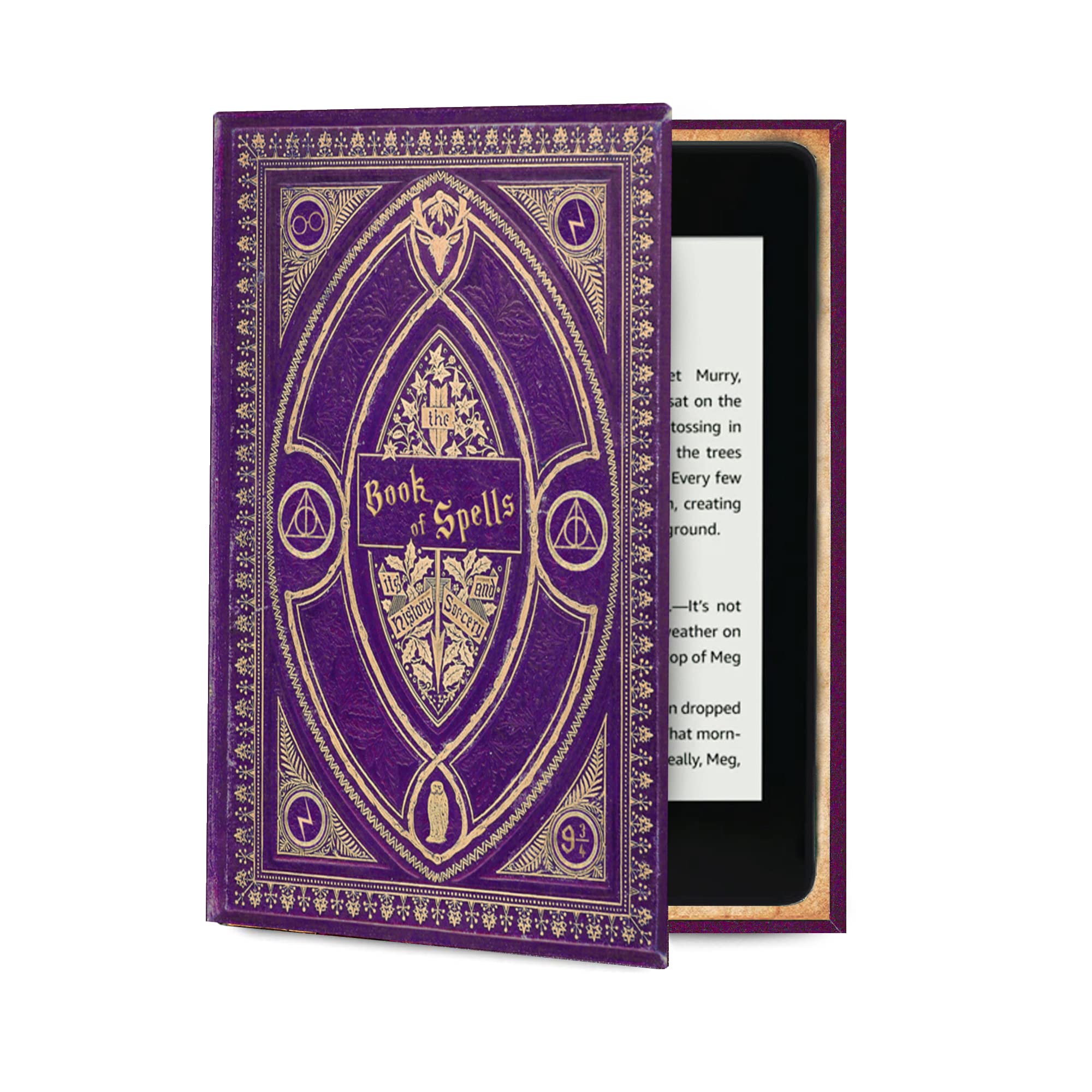 KleverCase Universal Book Cover for eReader Devices with 6 to 6.8 Inch Screen. Works with kobo, Nook, Kindle, Kindle Paperwhite, Sony, storytel and More. (Book of Spells)