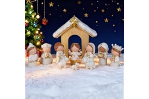 Akulgaci Christmas Nativity Set, 12 Pieces Mini Nativity Scene Figurines for Indoor Tabletop Xmas Decorations Christmas Figures (White)