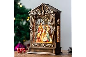 MXWCY Christmas Snow Globes, Manger Snowflake Ball Adoration of The Magi Nativity Scene, Silent Night Music Water Lantern, Holiday Decorations Gifts for Family, Children or Friends