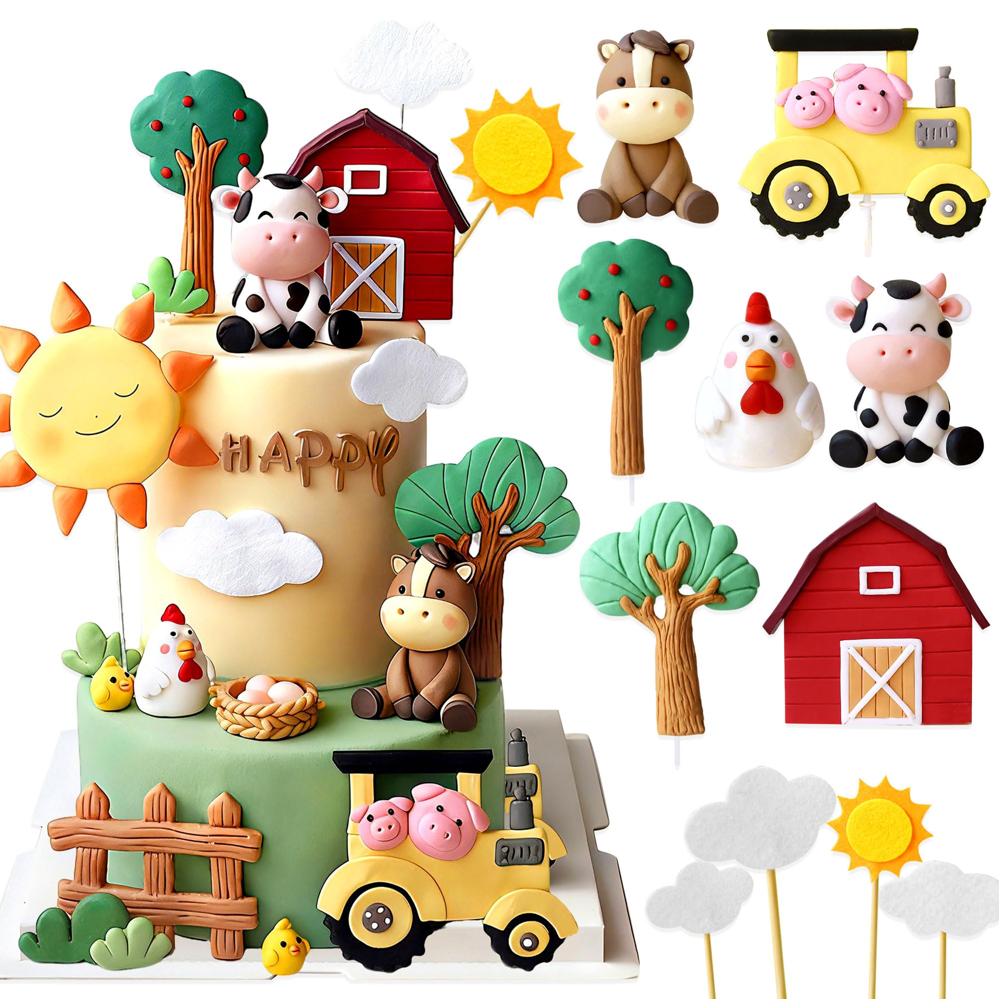Farm Animal Cake Decoration Chicken Birthday Decoration Chick Egg Cake Topper for Farm Animal Baby Shower Birthday Party Decorations
