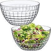 Amazing Abby - Carlita - 150-Ounce Plastic Serving Bowls (Set of 2), 10-Inch Clear Salad Bowl Set, BPA-Free, Shatter-Proof, Dishwasher-Safe, Stackable, Great for Salad, Fruit, Cereal, Snack, and More