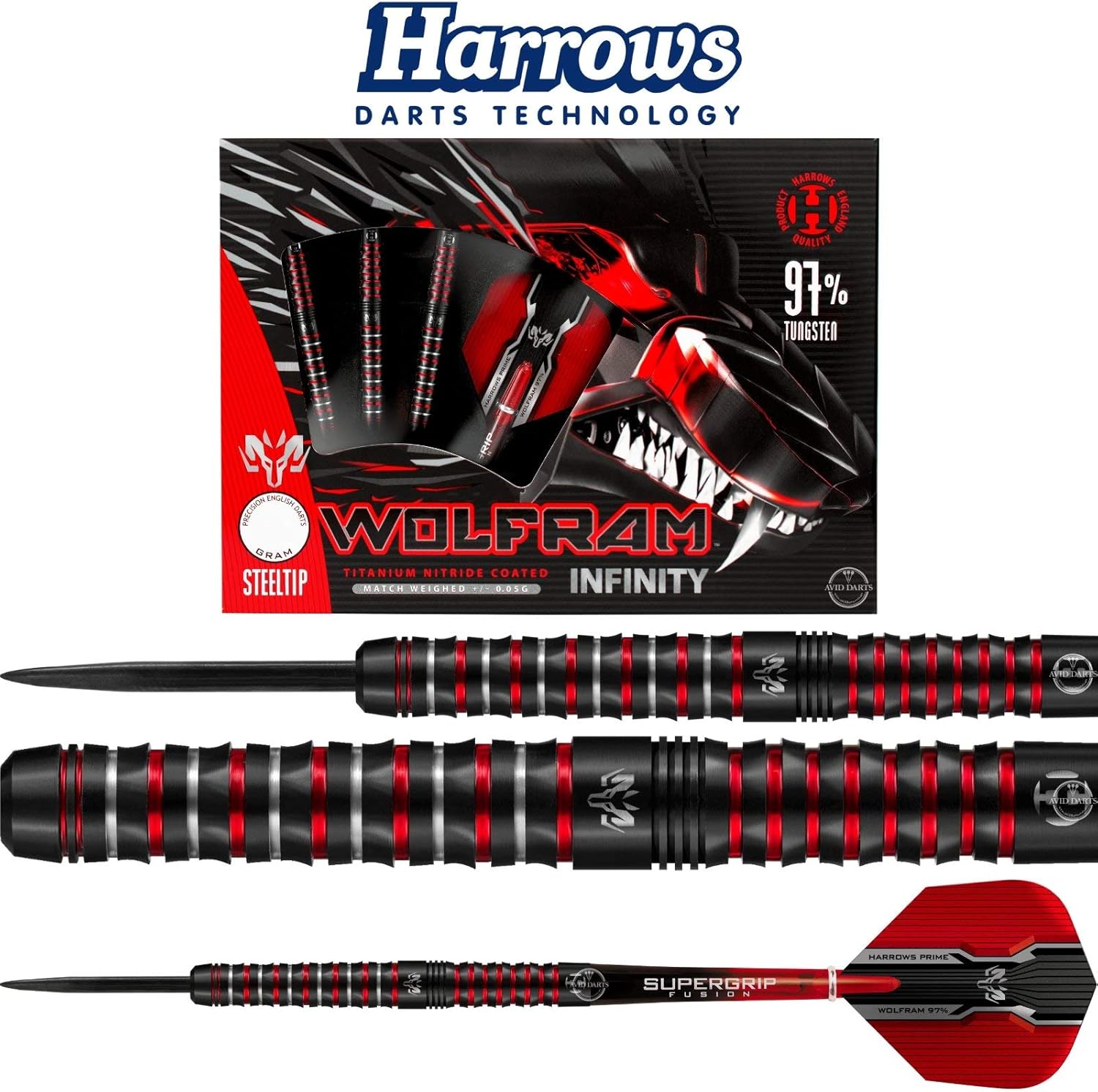Harrows Wolfram Infinity 21g Steel Tip Dart Set 97 Tungsten, 3