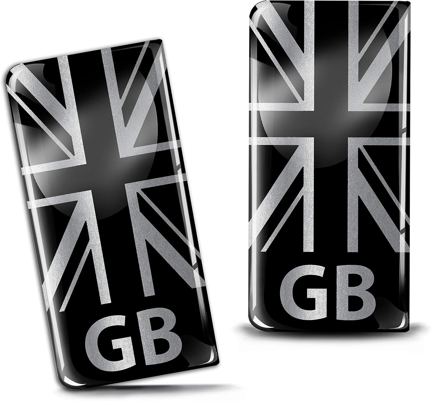 SkinoEu® 2 x 3D Gel Silicone Badge Car Number Plate Self-Adhesive Stickers GB UK United Kingdom Union Jack National Flag Silver EU Motorcycle Road Decals QS 28 - Image 5
