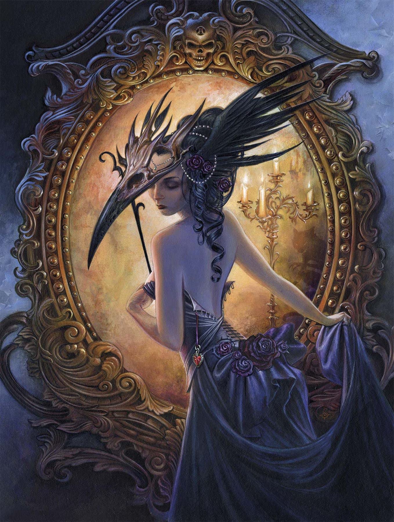 Masque of the Black Rose – 1000 Piece Fantasy Jigsaw Puzzle for Adults Featuring the Enchantress Bhictoria at a Mystical Masquerade Ball – Alchemy Gothic Art Puzzle