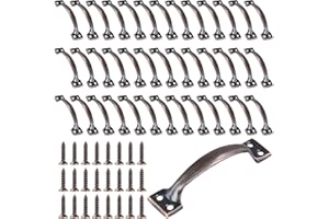 ZEONHEI 40 Pack Black Metal Gate Handles, 4 Inch Door Pull Handle Shed with Screws, Screen Door Handle Fence Gate Handles for Outdoor Fences Wooden Doors