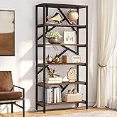 Tribesigns 71 Inch Industrial Bookshelf, 6 Shelf Etagere Bookcase, Free Standing Open Book Shelves Storage Display Shelf, Woo