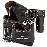 STRONGLAD Leather Tool Belt – 6-Pocket Oil-Tanned Utility Pouch – Fits 29–46" Waist | Durable Carpenter–Drywaller–Electrician Belt | Comfortable Wide Fit | Heavy-Duty Design