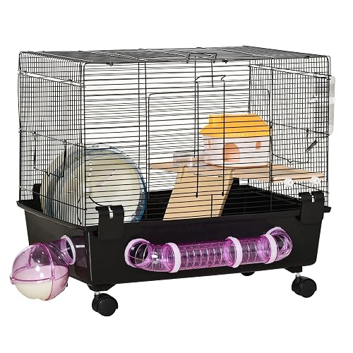 Pawhut 2 Tier Hamster Cage Small Animal Habitat For Rats Photo Inspiration