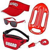 Vifcotlyp 5 PCS Guard Costume Set, Lifeguard Costume Accessories with Visor Sunglasses Fanny Pack Floats Whistle with Lanyard for Men Women for Beach Fancy Dress up Party