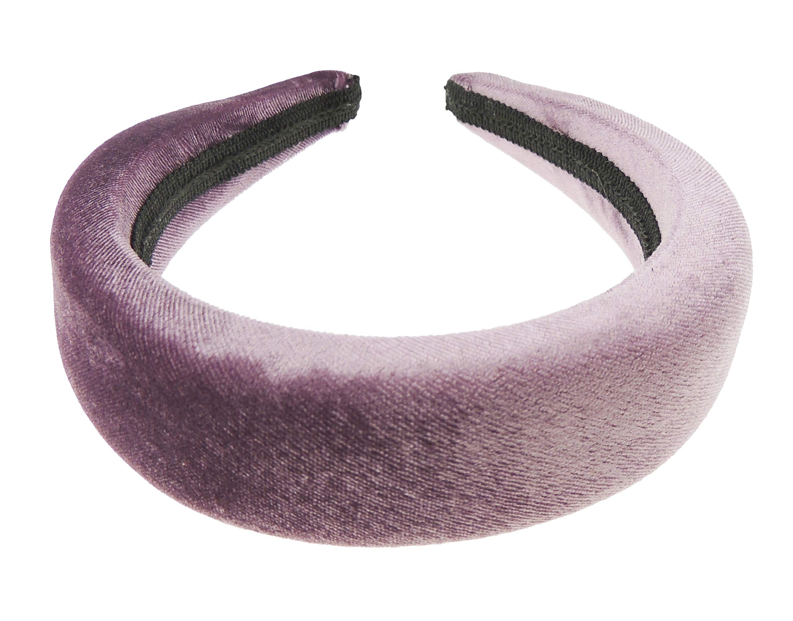 Womens Occasion Wedding Bridal Party Birthday Christmas Evening Wide Thick High Bump Puffy Padded Velvet Velour Hair Hairband Accessories Headband Alice Band (Lilac)