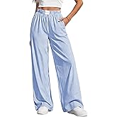 PRETTYGARDEN Womens Wide Leg Striped Pants 2026 Fall Casual High Waisted Baggy Palazzo Lounge Trousers Spring Fashion Bottoms