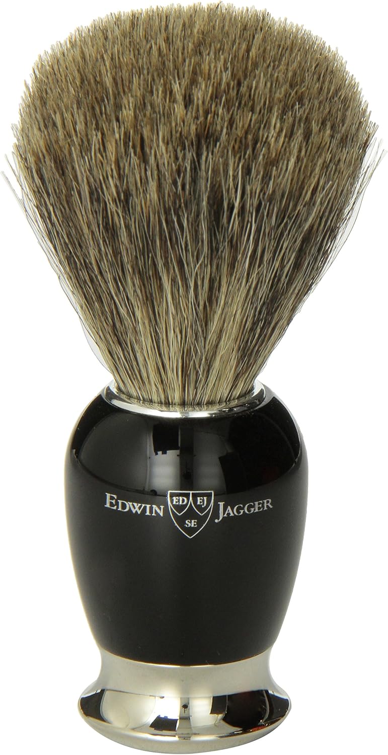 Edwin Jagger 81SB586AMZ Classic Pure Badger Exfoliating Shaving Brush for Shaving Cream or Shaving Soap for Men and Women (Black) - Image 5