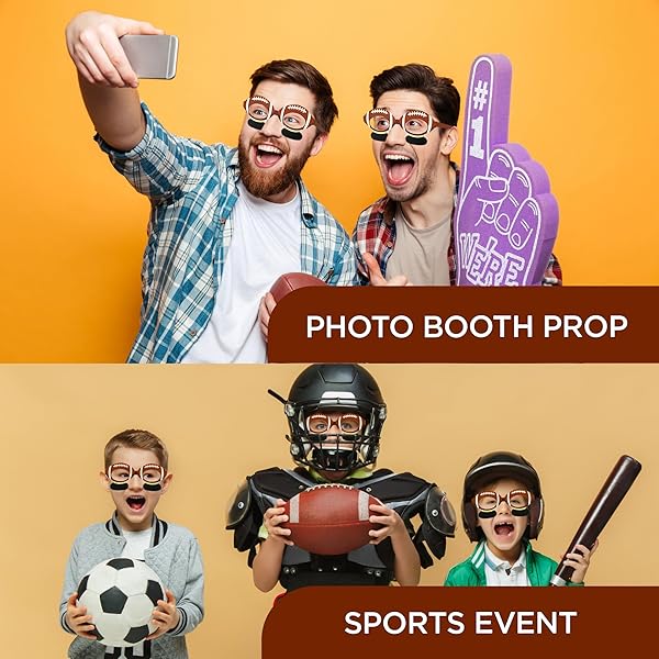 4E’S NOVELTY 36 PACK FOOTBALL PARTY PAPER GLASSES WITH EYE BLACK BULK FOOTBALL PARTY FAVORS FOR KIDS ADULTS – FOOTBALL PARTY SUPPLIES, FOOTBALL GLASSES FOR PHOTO BOOTH