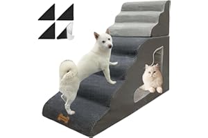 NECRELY 7-Step Dog Stairs for 36 Inch High Beds Small Dogs, Pet Ramp Stairs 20-42 Inch Couch Bed, Non-Slip Balanced Stairs 75lbs for Small Old Large Dogs Cats to Get on Bed