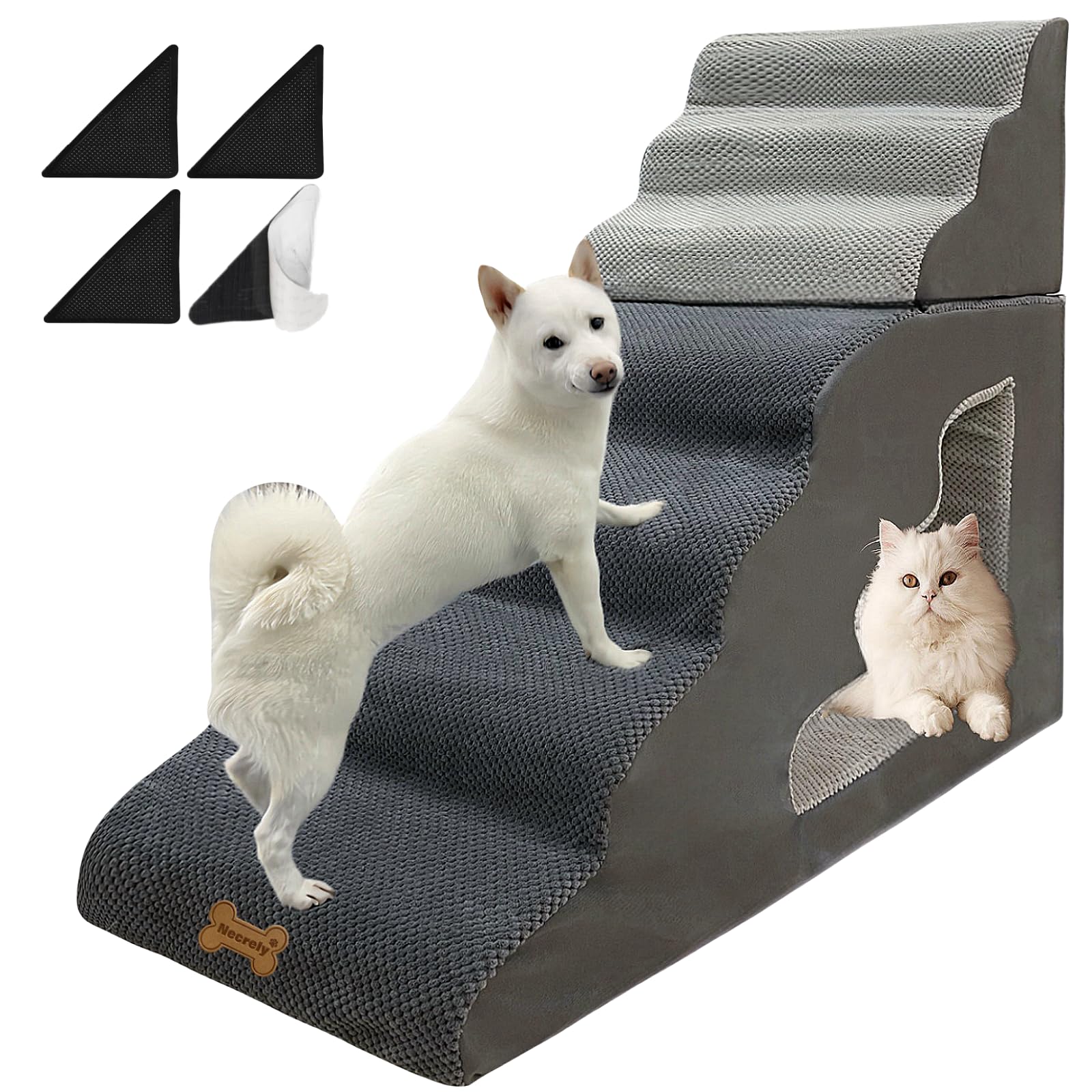Photo 1 of 7-Step Dog Stairs for 36 Inch High Beds Small Dogs, Pet Ramp Stairs 20-42 Inch Couch Bed, Non-Slip Balanced Stairs 75lbs for Small Old Large Dogs Cats to Get on Bed