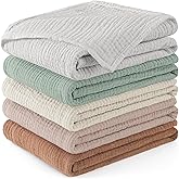 Susurration Muslin Burp Cloths Baby Washcloths 5 Pack, 100% Cotton Large 23.6 * 23.6 inch Extra Soft and Absorbent Baby Burp Cloths, Baby Essentials Gifts Registry-Brown&Green