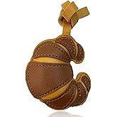 Yonuni Handmade Leather Croissant Bag Charm, Cute Bread Keychain for Handbags Purses Backpack Accessories Charms
