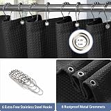 Shower Curtain Heavy Duty 92x182cm with Metal Hooks Waffle Fabric view 4