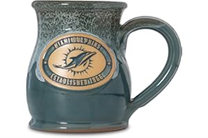 Greater Distance NFL Football Miami Dolphins 14 oz Two-Tone Tall Belly Mug, Handmade Large Ceramic Coffee Mug With Team Logo for True Fans, Premium Deneen Pottery Made in USA