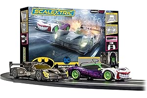 Scalextric Batman vs Joker 1:32 Spark Plug Slot Car Race Track Set C1415T, Black