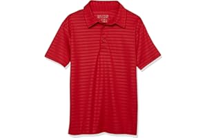 Nautica Boys' Active Short Sleeve Polo Shirt, Button Closure & Embossed Stripes, Breathable Performance Fabric
