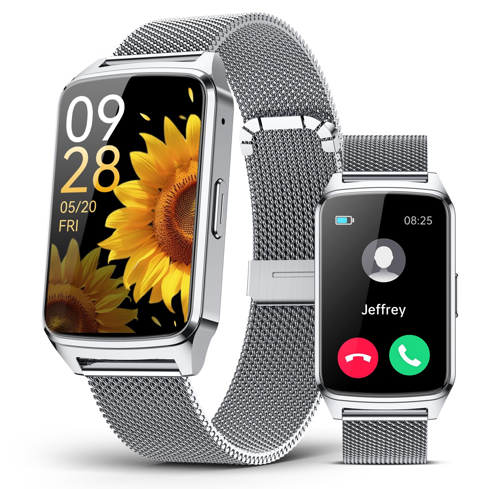 Photo 1 of Fitness Tracker Watch for Women Men, Step Counter Compatible with iPhone Android, IP68 Waterproof Activity Tracker with Calorie and Sleep Monitor, Sports Modes Pedometer Smartwatch (Silver, 1.57)