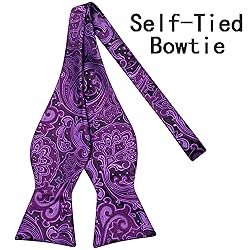 Hi-Tie Men's Black and Purple Suit Vests Tie and