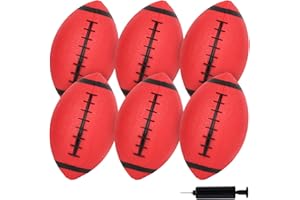 Shindel 6 Pack Inflatable Football, 8 Inches Rubber Footballs with Air Pump Bulk Kids Sports Footballs, for Fun Outdoor Toss Games, Football Party Favors, Red