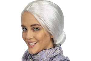Skeleteen White Old Lady Wig - White Granny Costume Accessories Wig with Bun for Adults and Kids