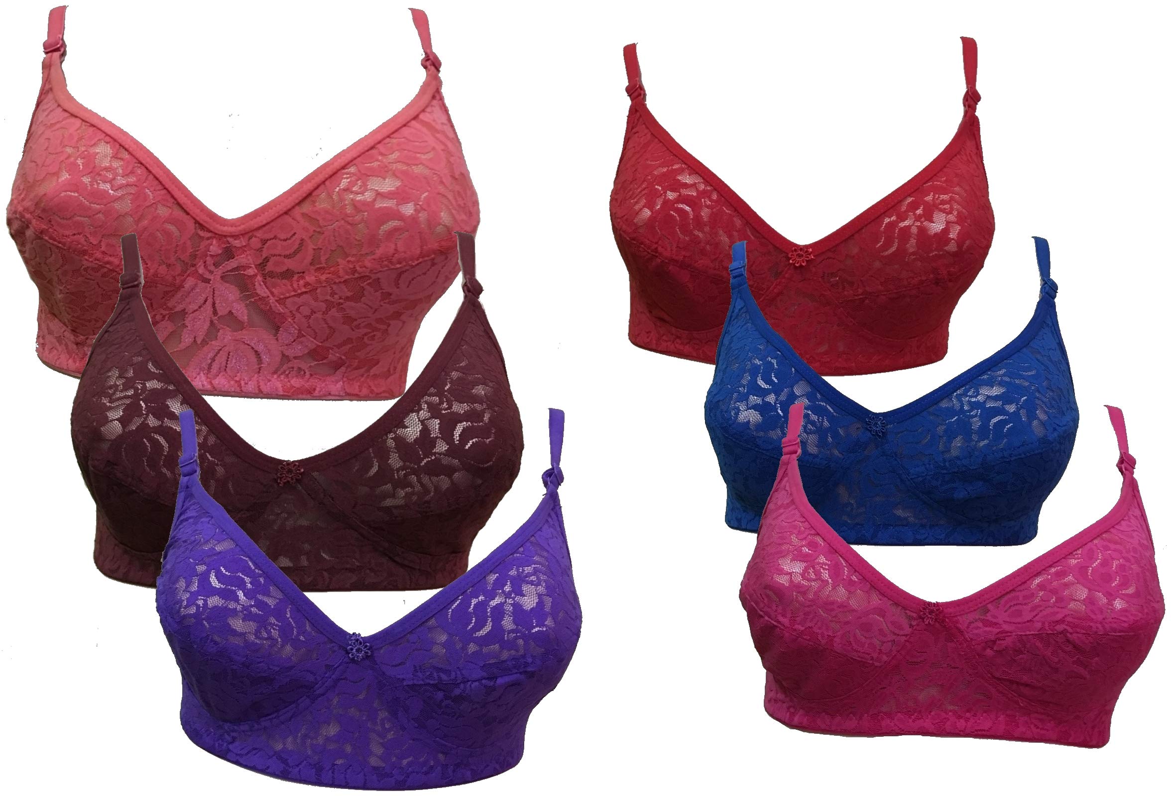 Women Full Coverage Non-Padded Non Wired Fancy Net Bra with Adjustable Straps