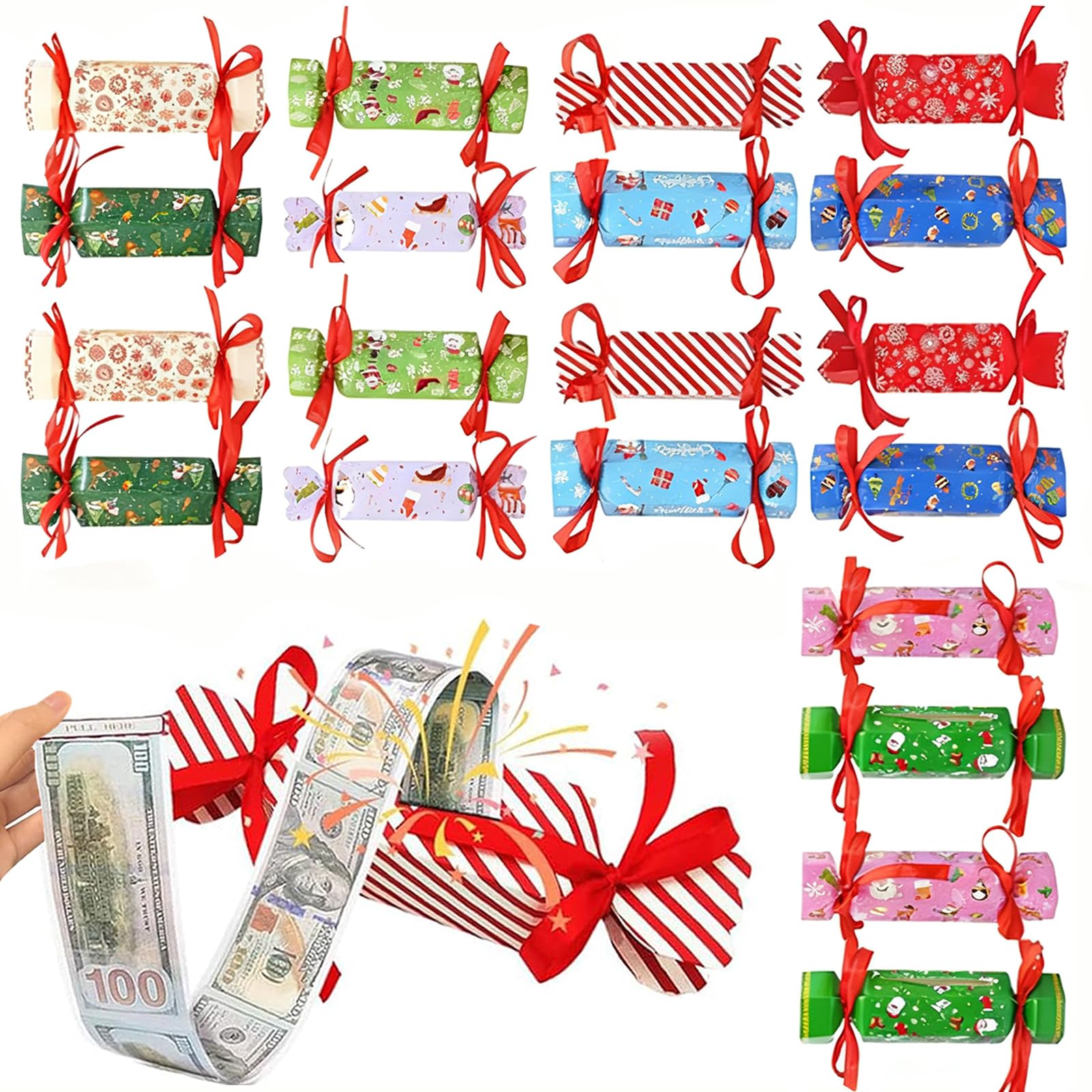 Photo 1 of 20Pcs Christmas Surprise Money Pull Pouch, Surprise Pull Out Money Gift Box, DIY Rectangle Christmas Money Pull Pouch Kit for Cash Gift, Fun Ways to Give Cash, Cash Candy Gift Pouch Surprise Box Gift Box