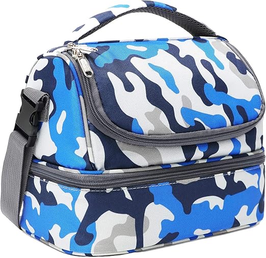 blue camo lunch bag