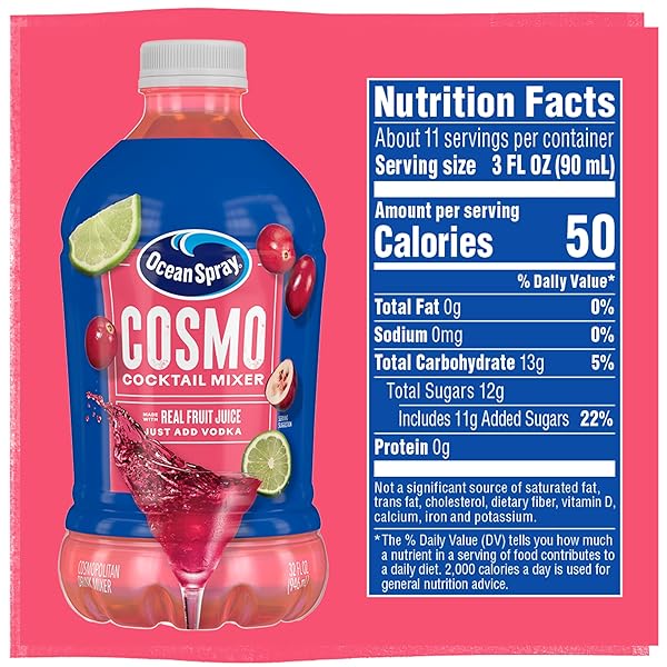 OCEAN SPRAY® COSMOPOLITAN COCKTAIL MIXER, DRINK MIXER MADE WITH REAL FRUIT JUICE, 32 FL OZ BOTTLE