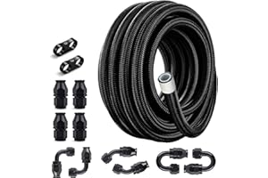 EVIL ENERGY 6AN PTFE Fuel Line Kit,E85 Nylon Braided Fuel Hose 20FT AN6 PTFE Fuel Line Hose(5/16 Inch ID)