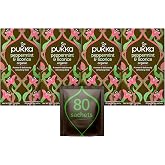 Pukka Herbs Organic Peppermint and Licorice Herbal Tea, 20 individually wrapped tea bags, 6 Count