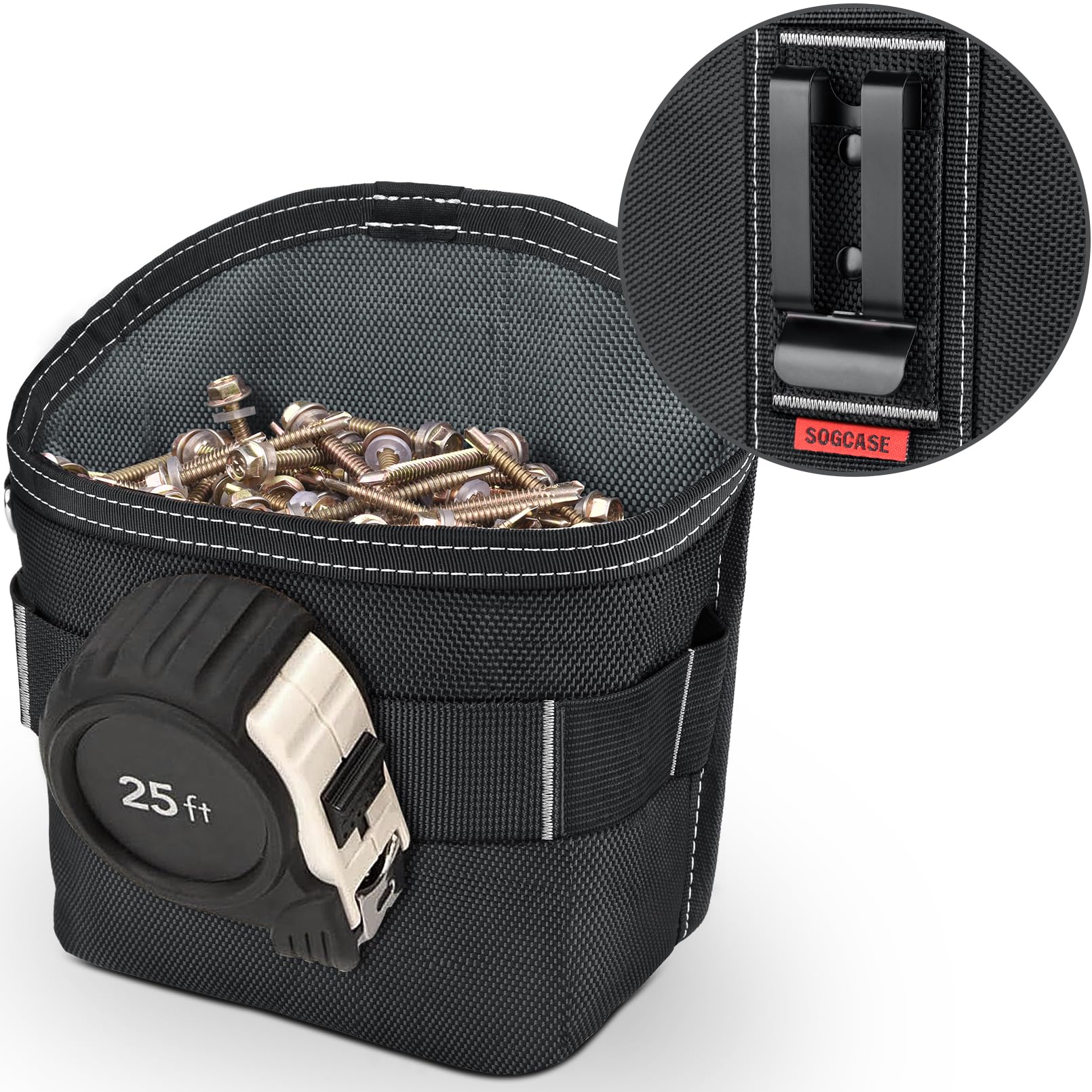 Photo 1 of SOGCASE Tool Pouch Nails Screws Bag with Belt Clip (XL, Black)