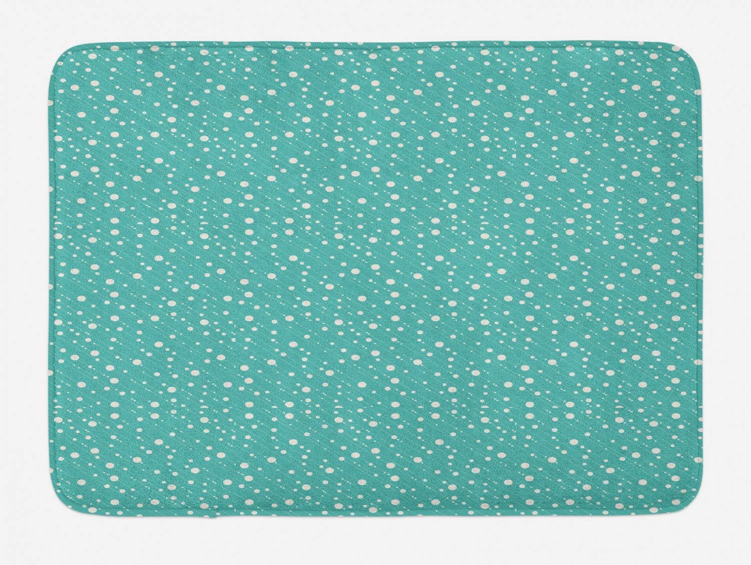 Amknu Winter Bath Mat, Snow Pattern Dots and Dashes in Diagonal Design Monochrome Style Print, Plush Bathroom Decor Mat with Non Slip Backing, 15.7" X 23.6", Dark Seafoam and White