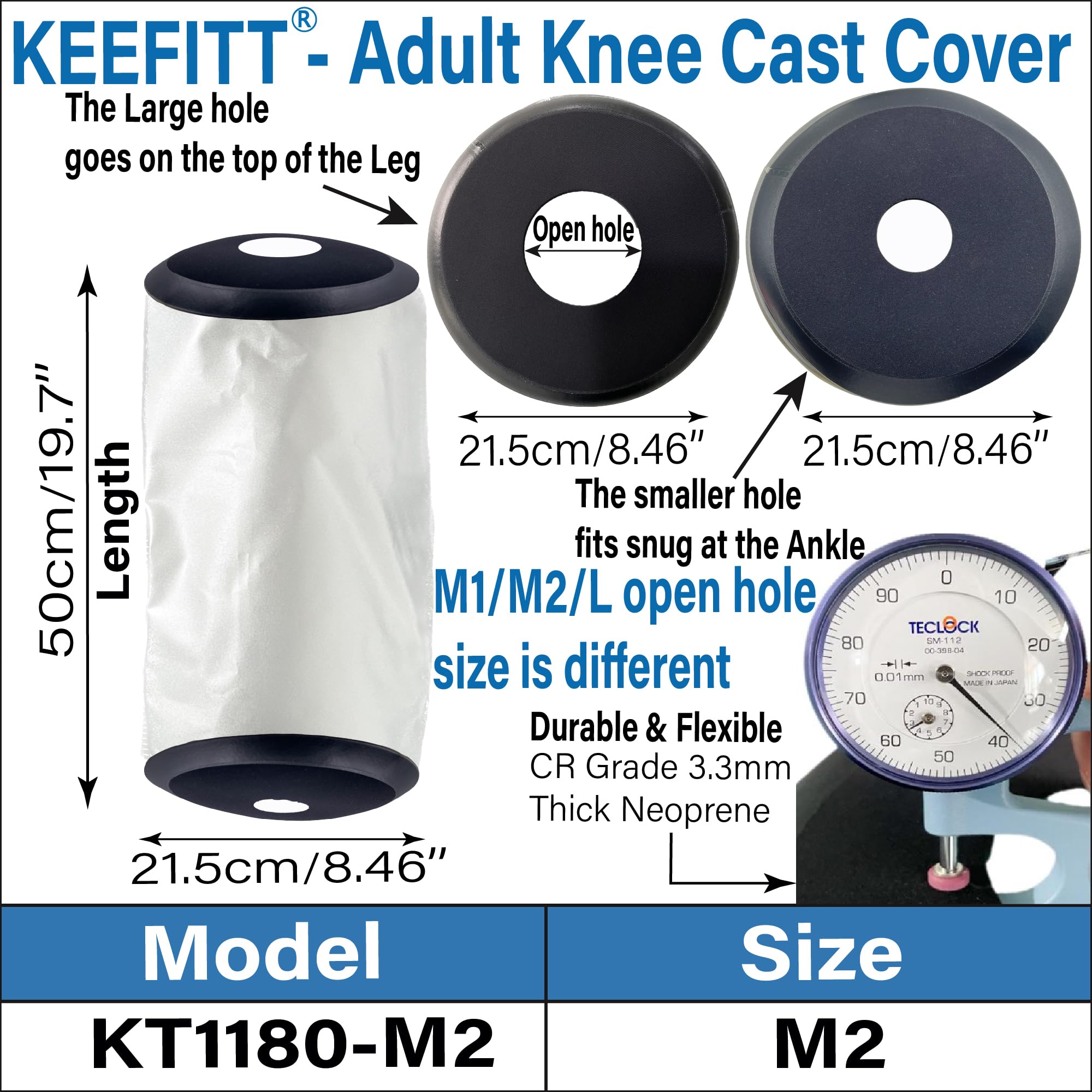 KEEFITT Knee Cast Cover for Shower, Waterproof Knee Shower Protector for Knee Replacement and ACL Surgery, Wound, Burns Watertight Protection