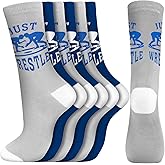 Suhine 6 Pairs Wrestling Socks Athletic Mid Calf Woven Wrestle Socks Wrestling Gifts for Adult Men Women Wrestler Team Gifts