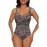 Aqua Regina Plus Size Swimsuit for Women One Piece Bathing Suit Ruched Tummy Control Adjustable Swimwear